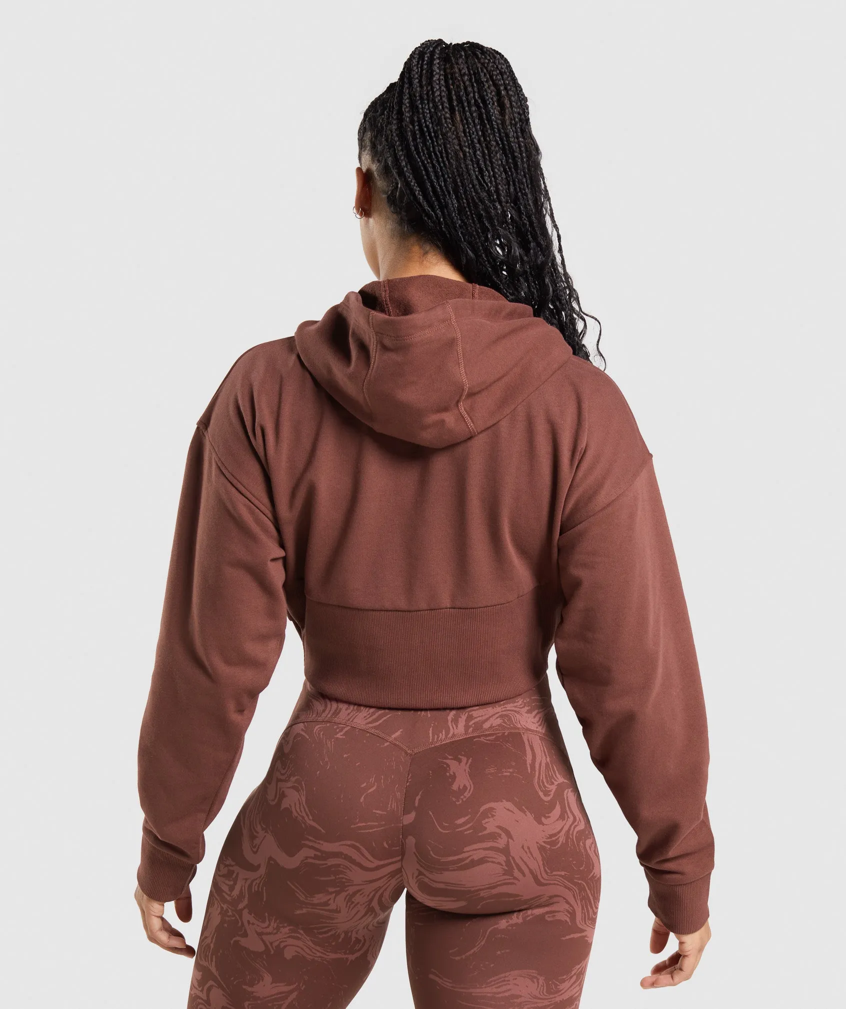 GS Power Cropped Zip Hoodie - Cherry Brown