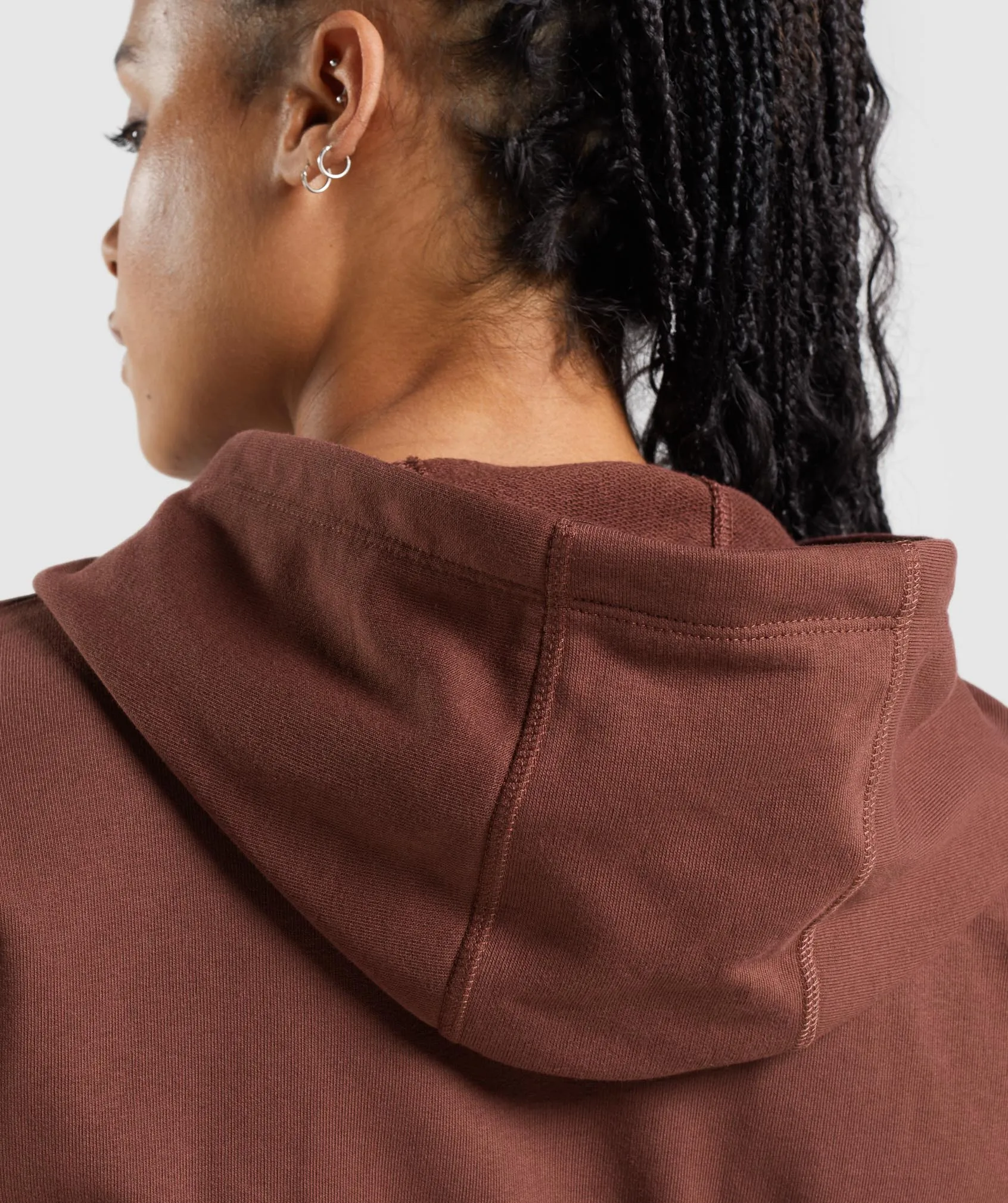 GS Power Cropped Zip Hoodie - Cherry Brown