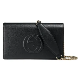 Gucci Soho Wallet on Chain Black Leather Cross Body Clutch Bag