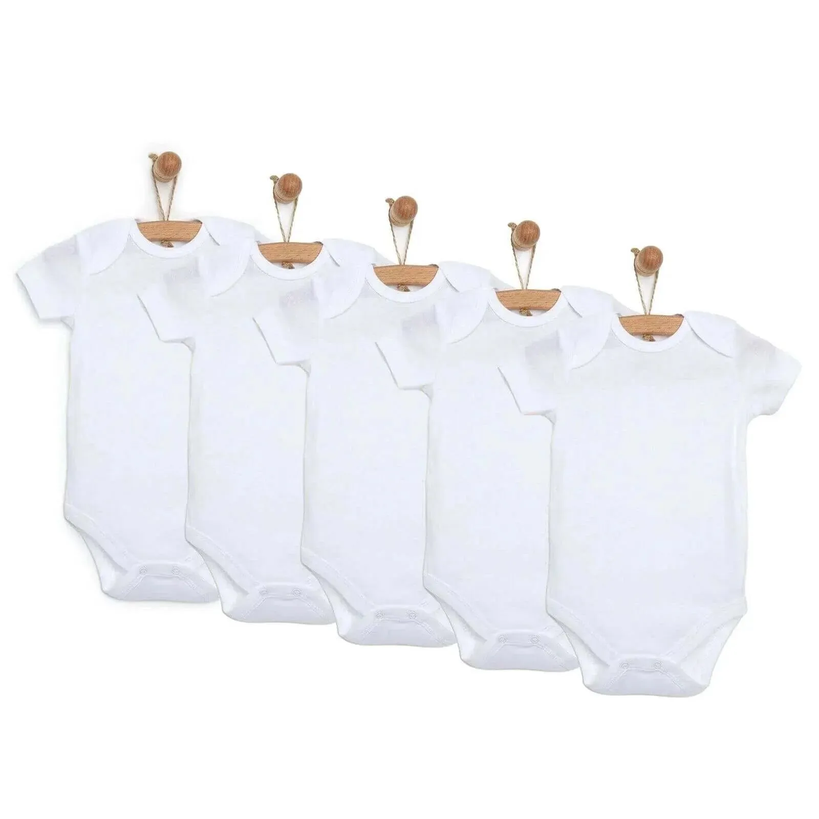 HelloBaby Short Sleeve Baby Bodysuit 5 pcs - White