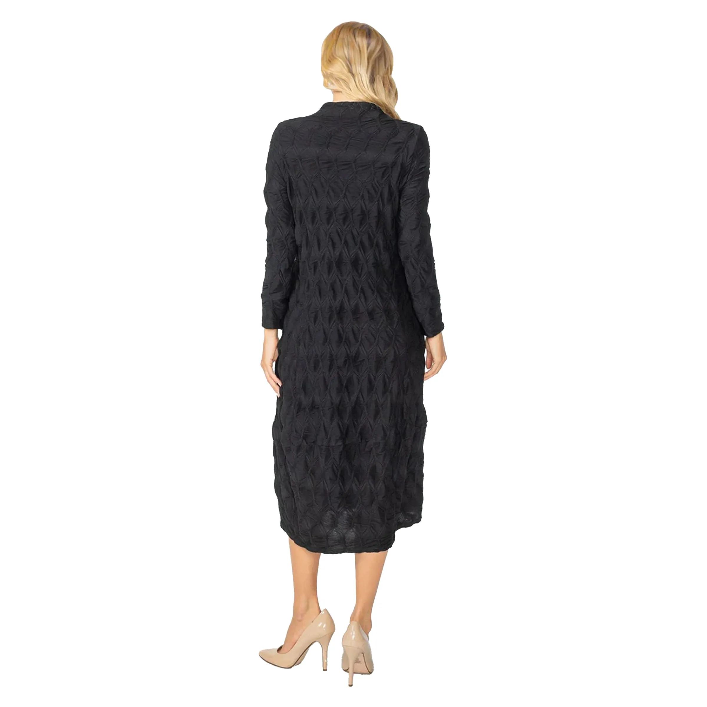 IC Collection Textured Midi Dress in Black - 6677D-BK