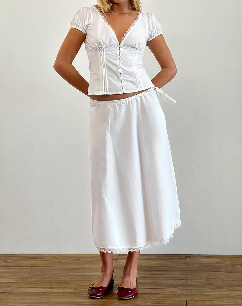 Ilias Corset Top in Poplin White