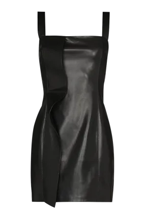 Inara Vegan Leather Peplum Trim Dress