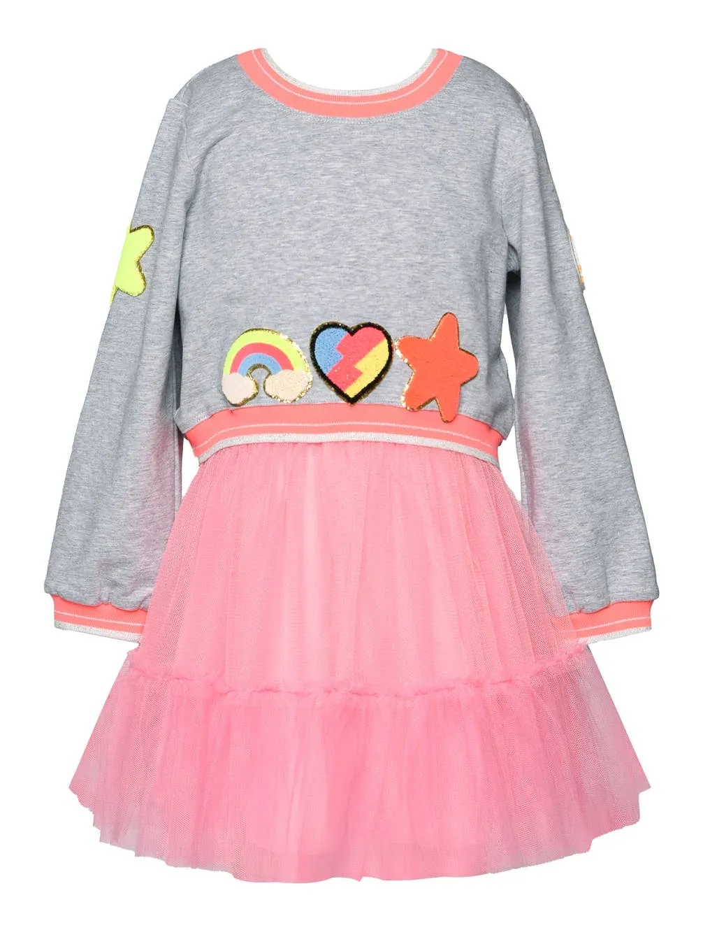 Infant l Toddler l Little Girls Twofer Mesh Neon Patch Dress