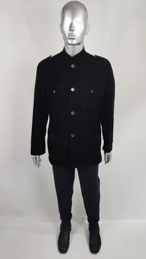 Joseph Vintage Mens Black Corduroy Nehru Collar Jacket