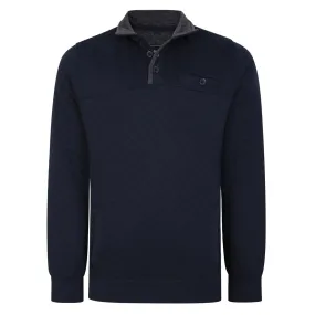 Kam Quilted Quarter Button Sweater - KBS 7050 - Navy