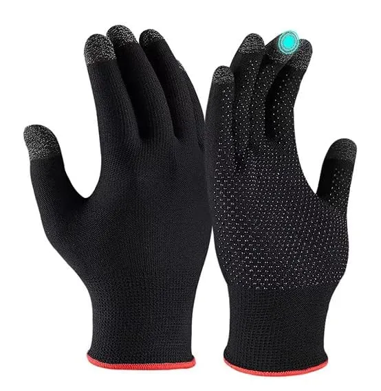 Kuber Industries Non-Slip Warm Five-Finger Touch screen Gaming Gloves (MH-TG001)- Black (Pack Of 2)