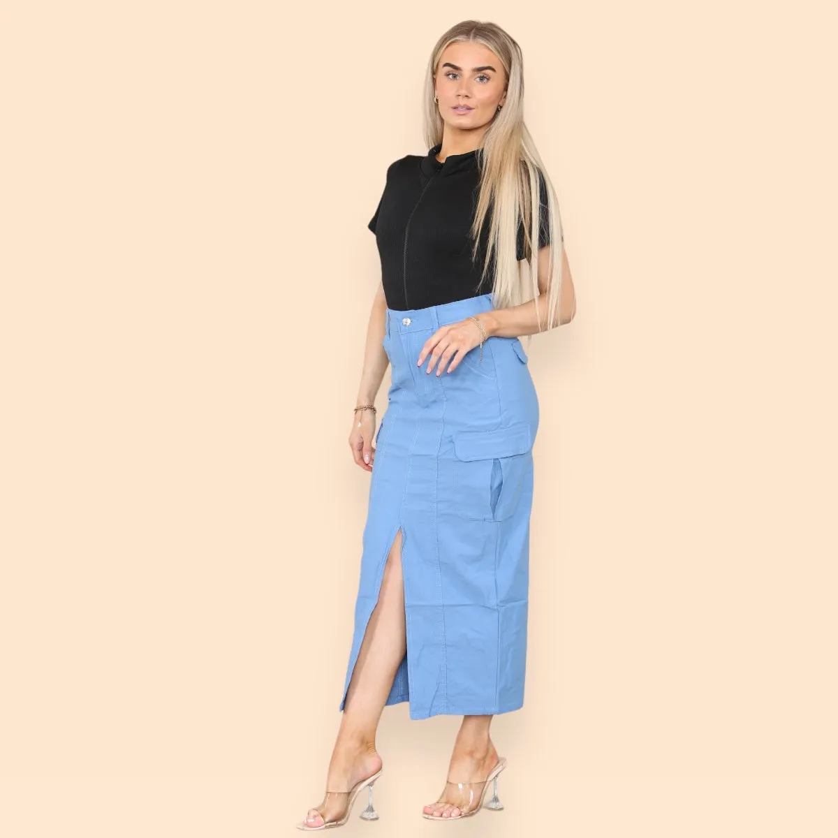 LADIES BLUE LONG SKIRT