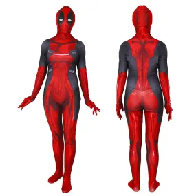 Lady and Men Kids Deadpool 3 Bodysuit Costume 2024 Deadpool Wolverine Red With Mask