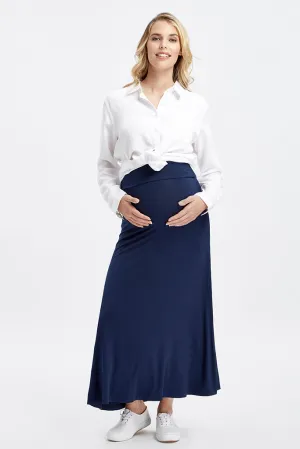 Lana Long  Maternity Skirt - Navy