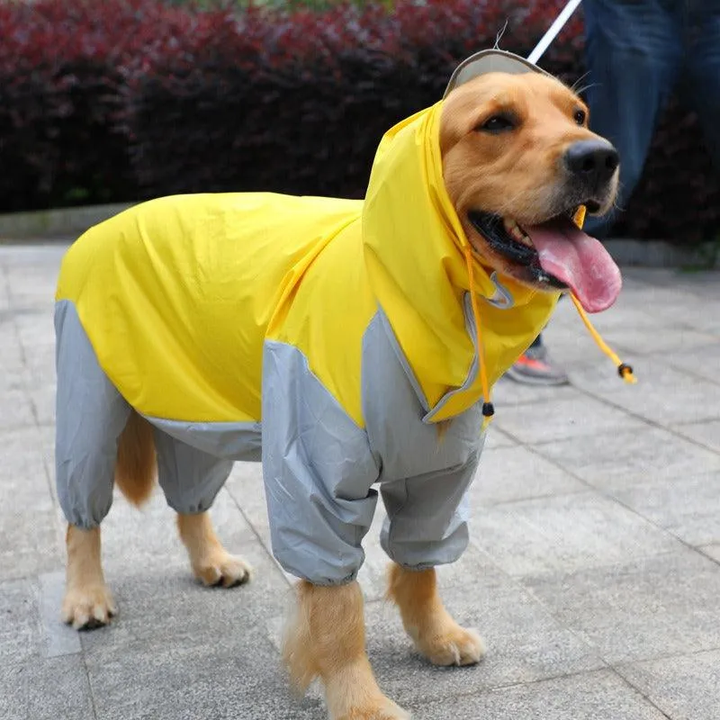 Large Dog Waterproof Four-Legged Golden Fur Raincoat