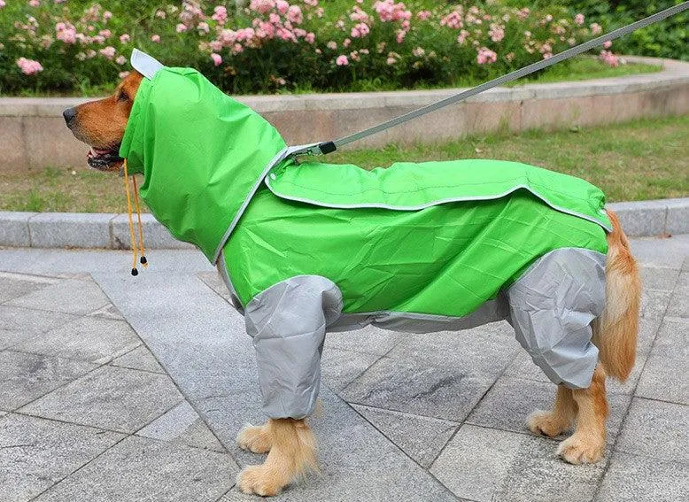 Large Dog Waterproof Four-Legged Golden Fur Raincoat