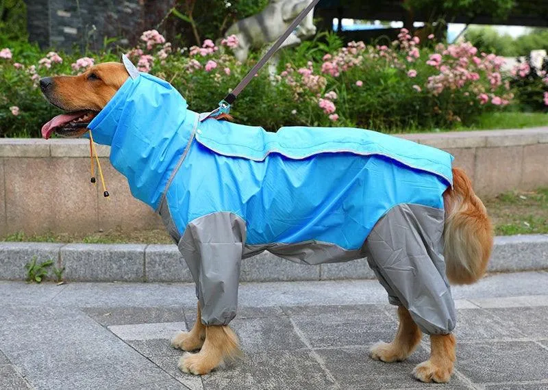 Large Dog Waterproof Four-Legged Golden Fur Raincoat