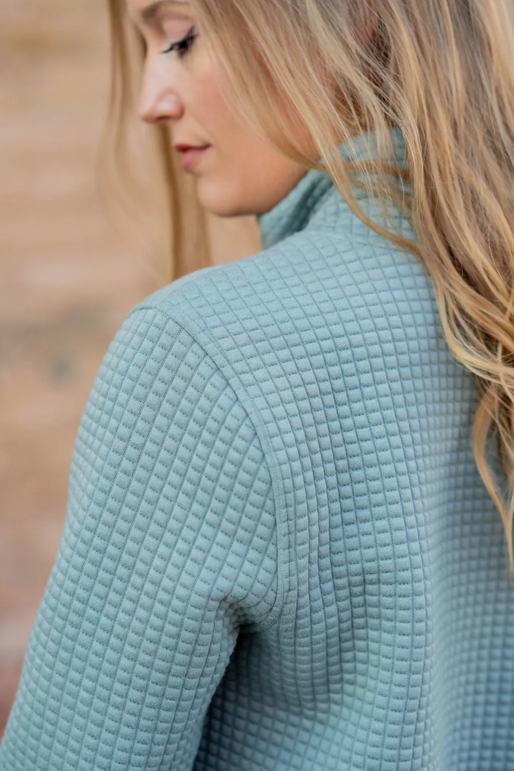 Large Quilted Button Accent Pullover