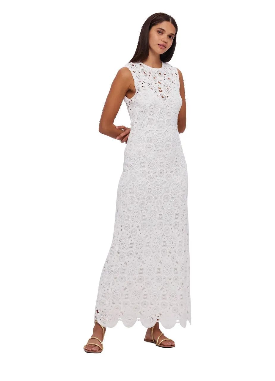 Leo Lin Serena Crochet Midi Dress - Snow