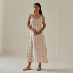 Linen Slip Dress For Women | Watercolour Print | Pink