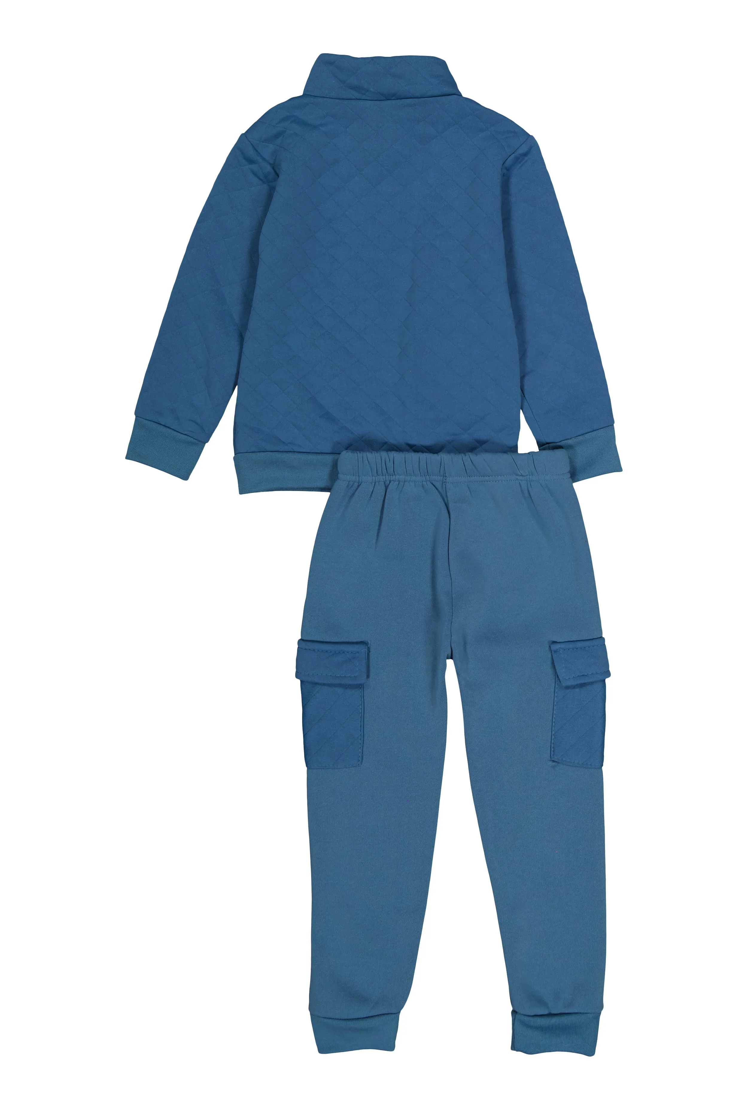 Little Boys Quilted Quarter Zip Sweatshirt and Cargo Joggers