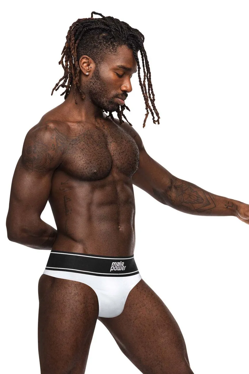 Male Power 442-275 Modal Rib Bong Thong Color White