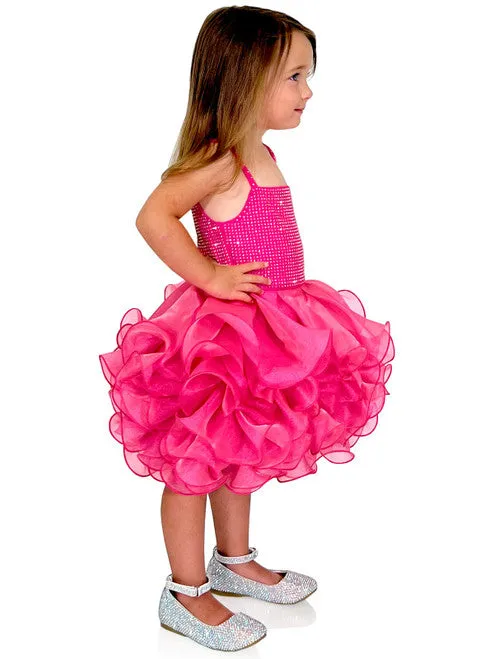 Marc Defang 5144 Short Crystal Cupcake Pageant Dress Layered Ruffle Girls Baby Kids Gown