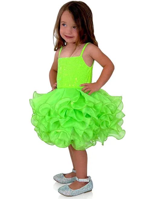 Marc Defang 5144 Short Crystal Cupcake Pageant Dress Layered Ruffle Girls Baby Kids Gown