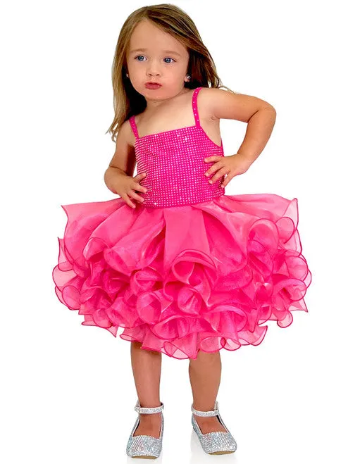 Marc Defang 5144 Short Crystal Cupcake Pageant Dress Layered Ruffle Girls Baby Kids Gown