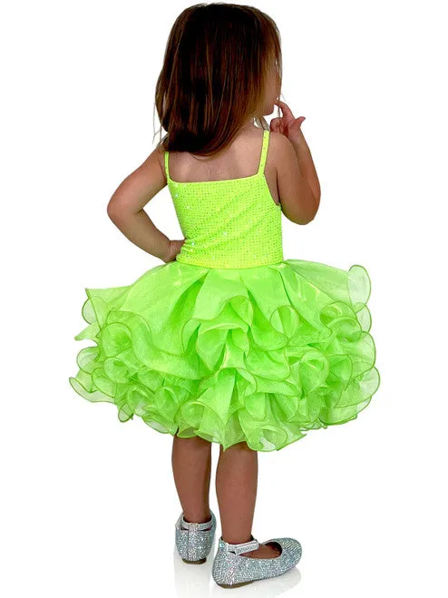 Marc Defang 5144 Short Crystal Cupcake Pageant Dress Layered Ruffle Girls Baby Kids Gown