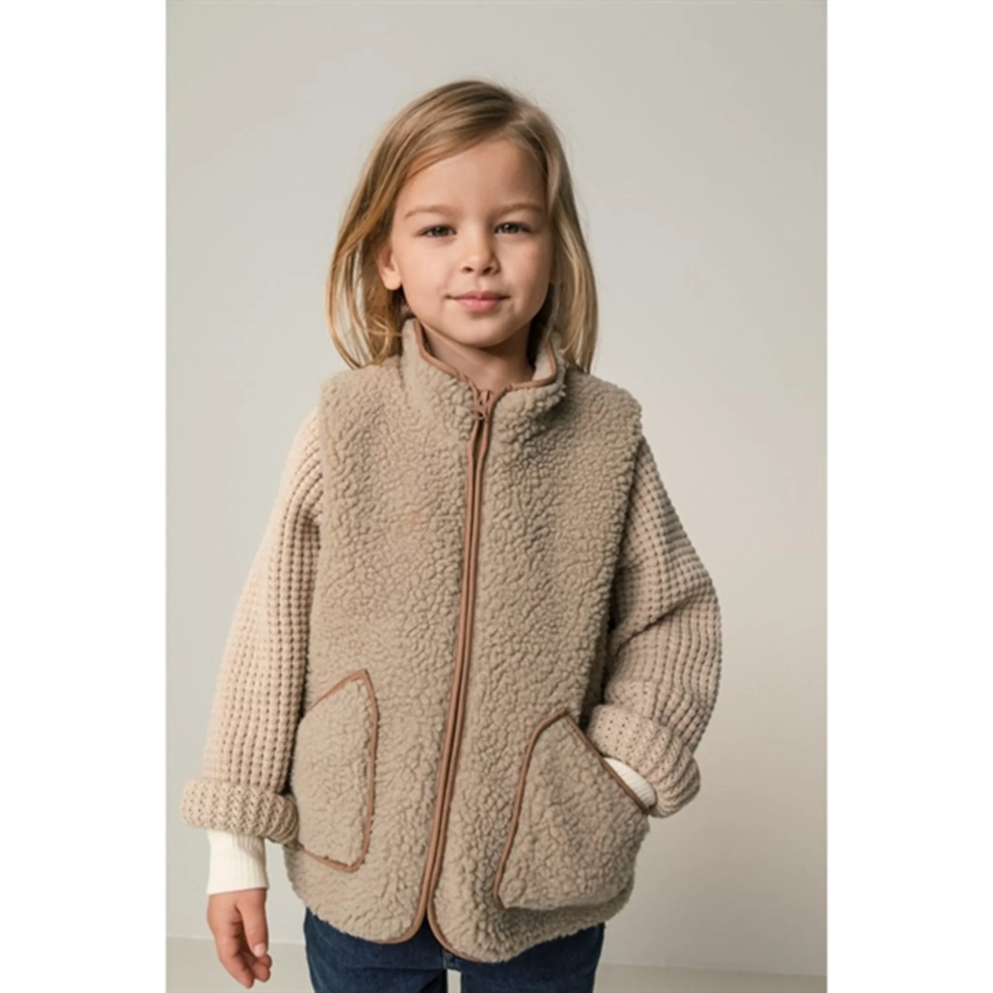 MarMar Joby Teddybear Fleece Vest Sandstone