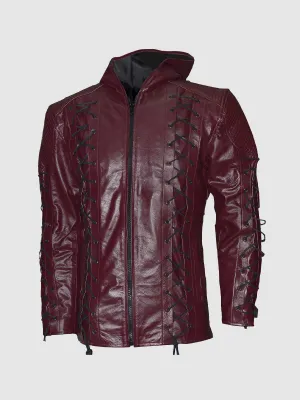 Maroon Leather Hoodie