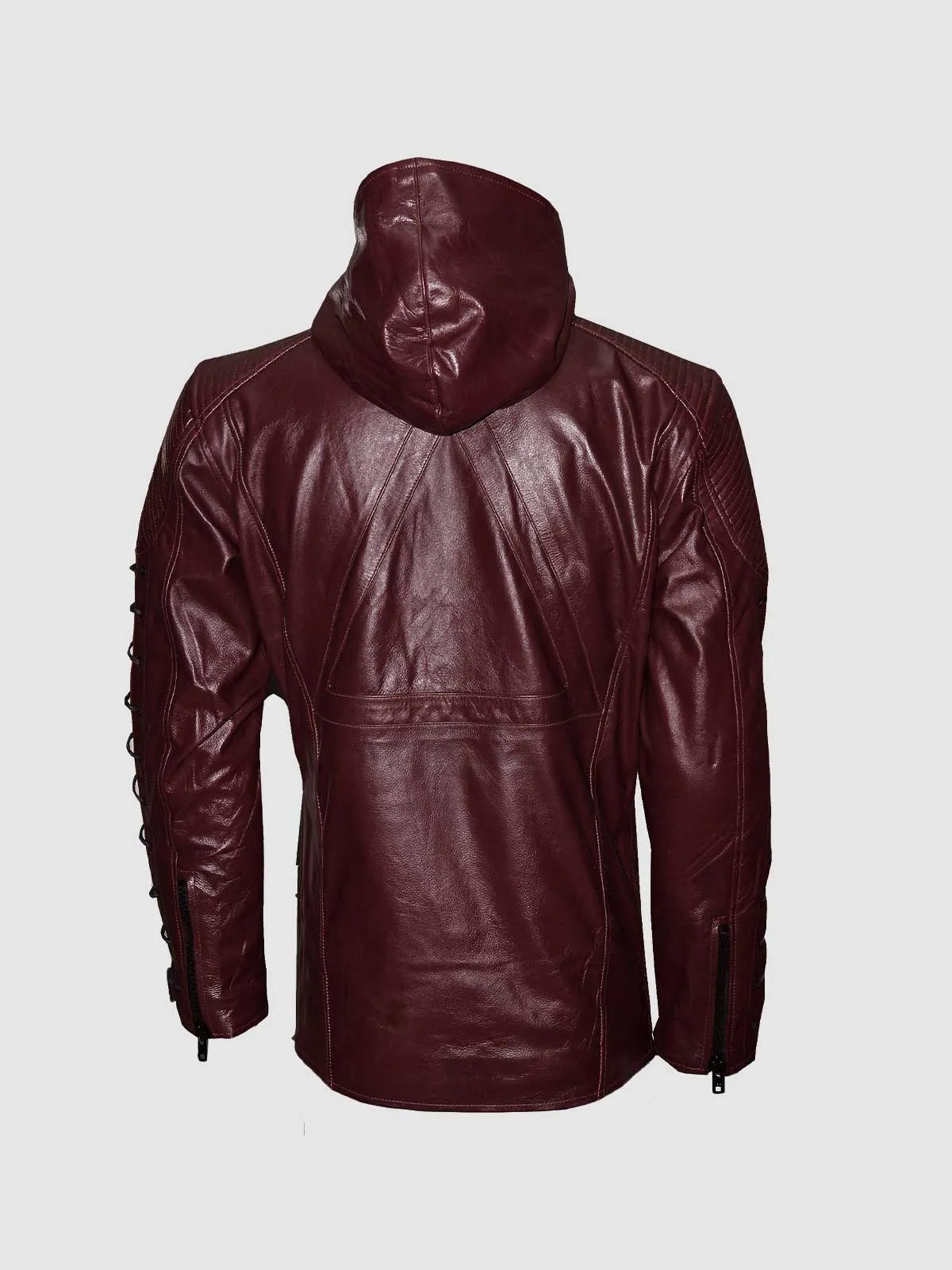 Maroon Leather Hoodie