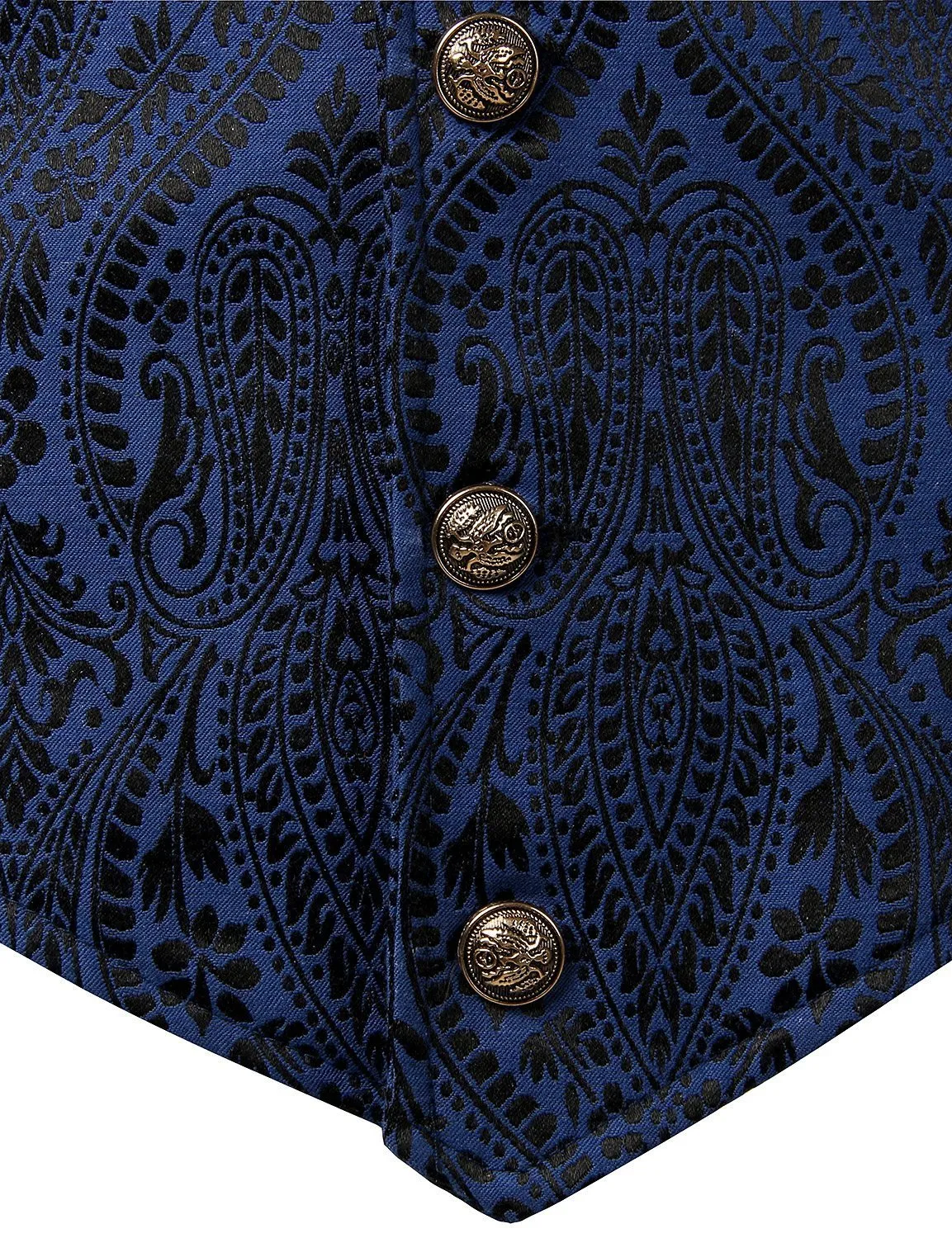 Men's Victorian Suit Vest Steampunk Gothic Waistcoat Vintage Paisley Floral Navy Vest