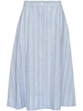 Microstripe Zip Front Midi Skirt