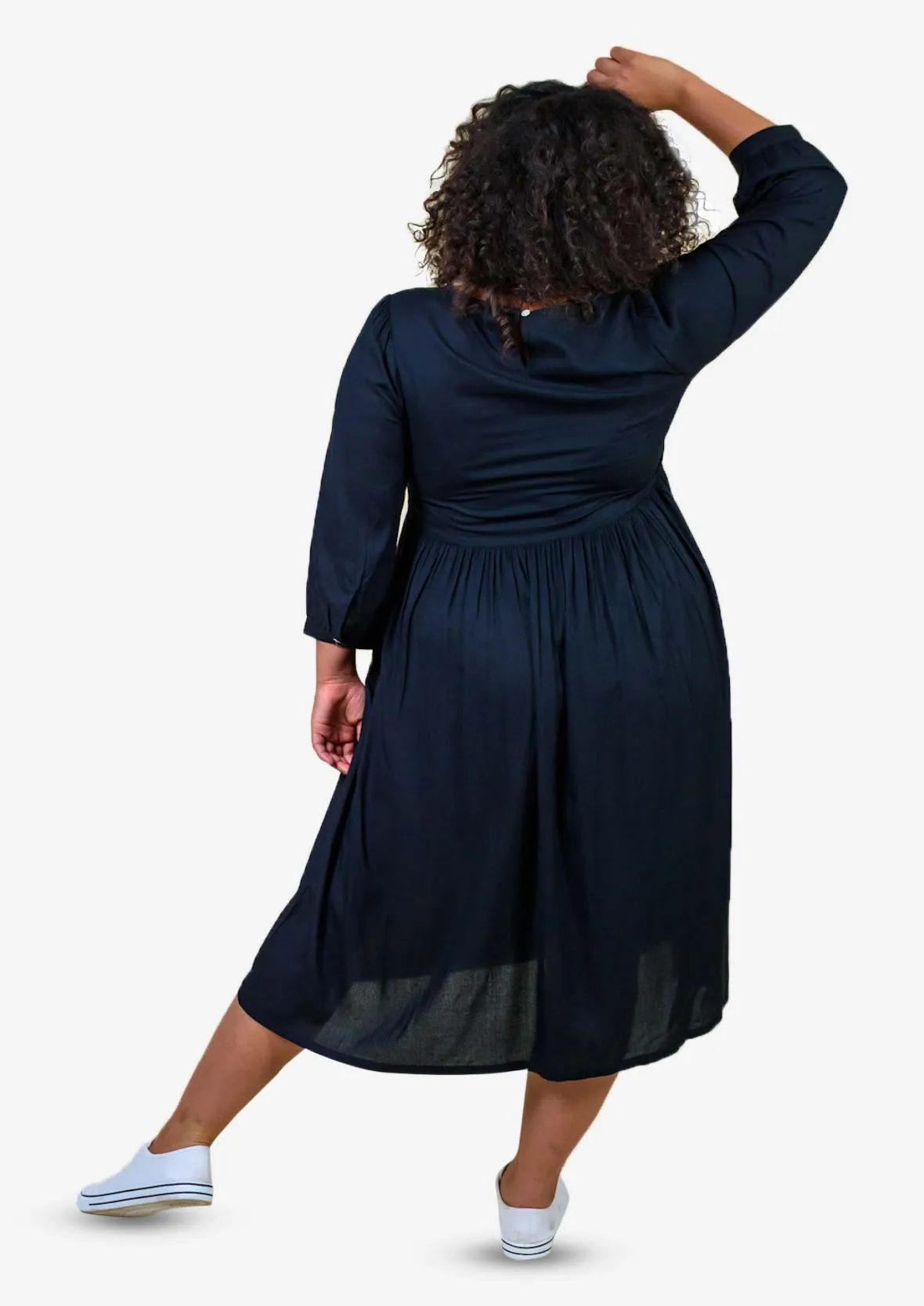 Midi Dress With Gathered Waist