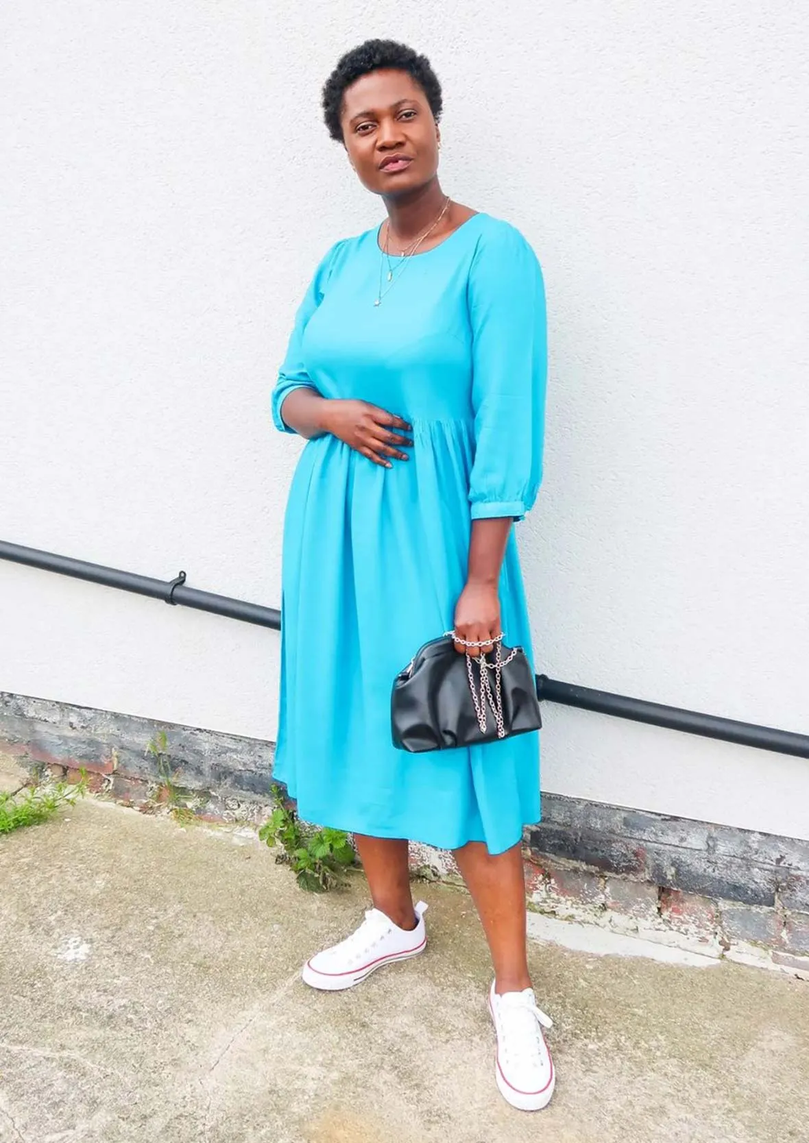 Midi Dress With Gathered Waist