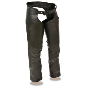 Milwaukee Leather LKL6700 Women's Classic Black Leather Chaps with Hip Pocket