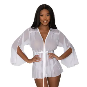 Modern Romance Flowing Short Robe White S/M