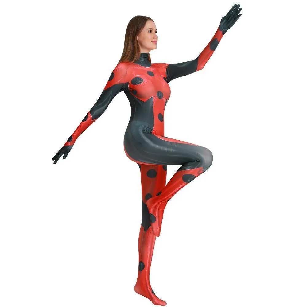 MrBug Female Halloween Cosplay Miraculous Ladybug Costume Zentai Bodysuit