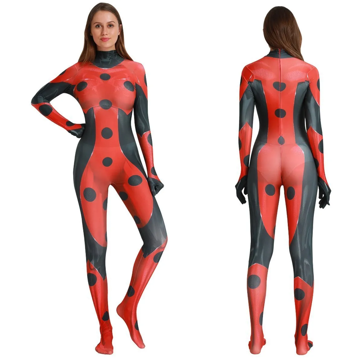 MrBug Female Halloween Cosplay Miraculous Ladybug Costume Zentai Bodysuit