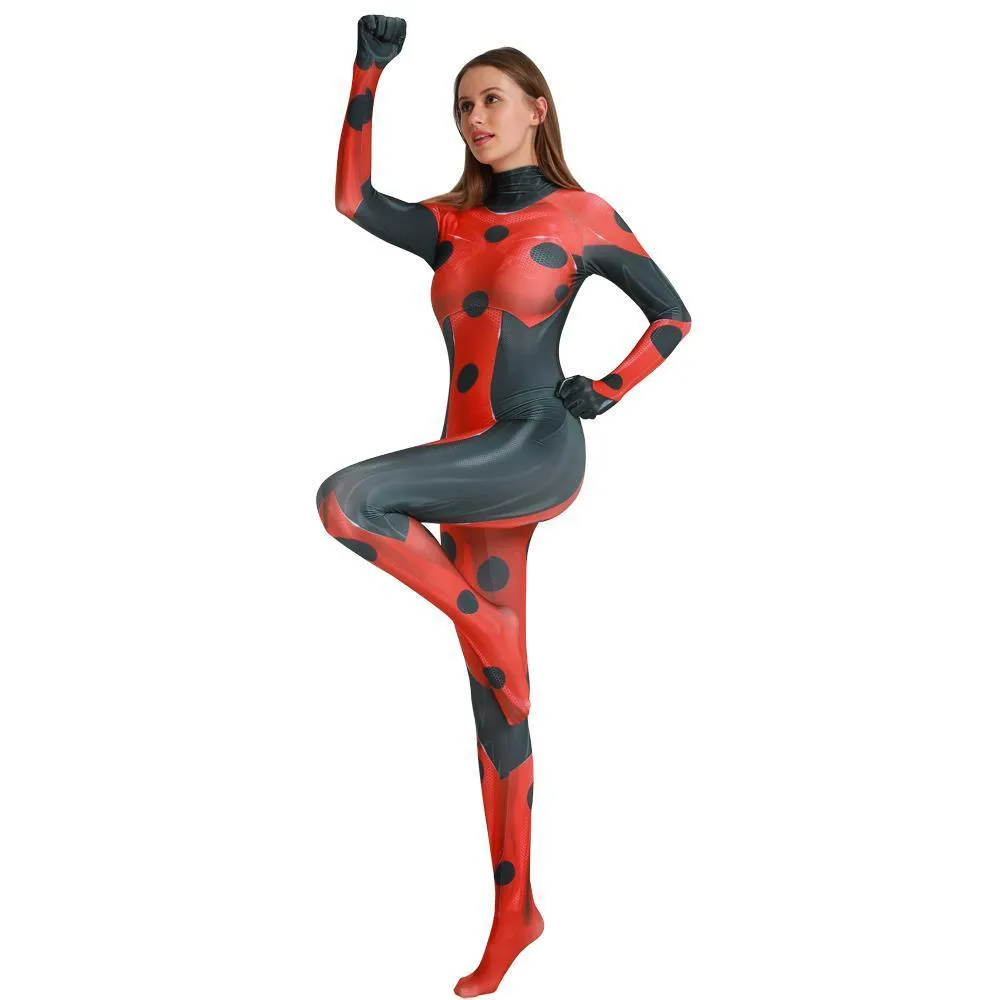 MrBug Female Halloween Cosplay Miraculous Ladybug Costume Zentai Bodysuit