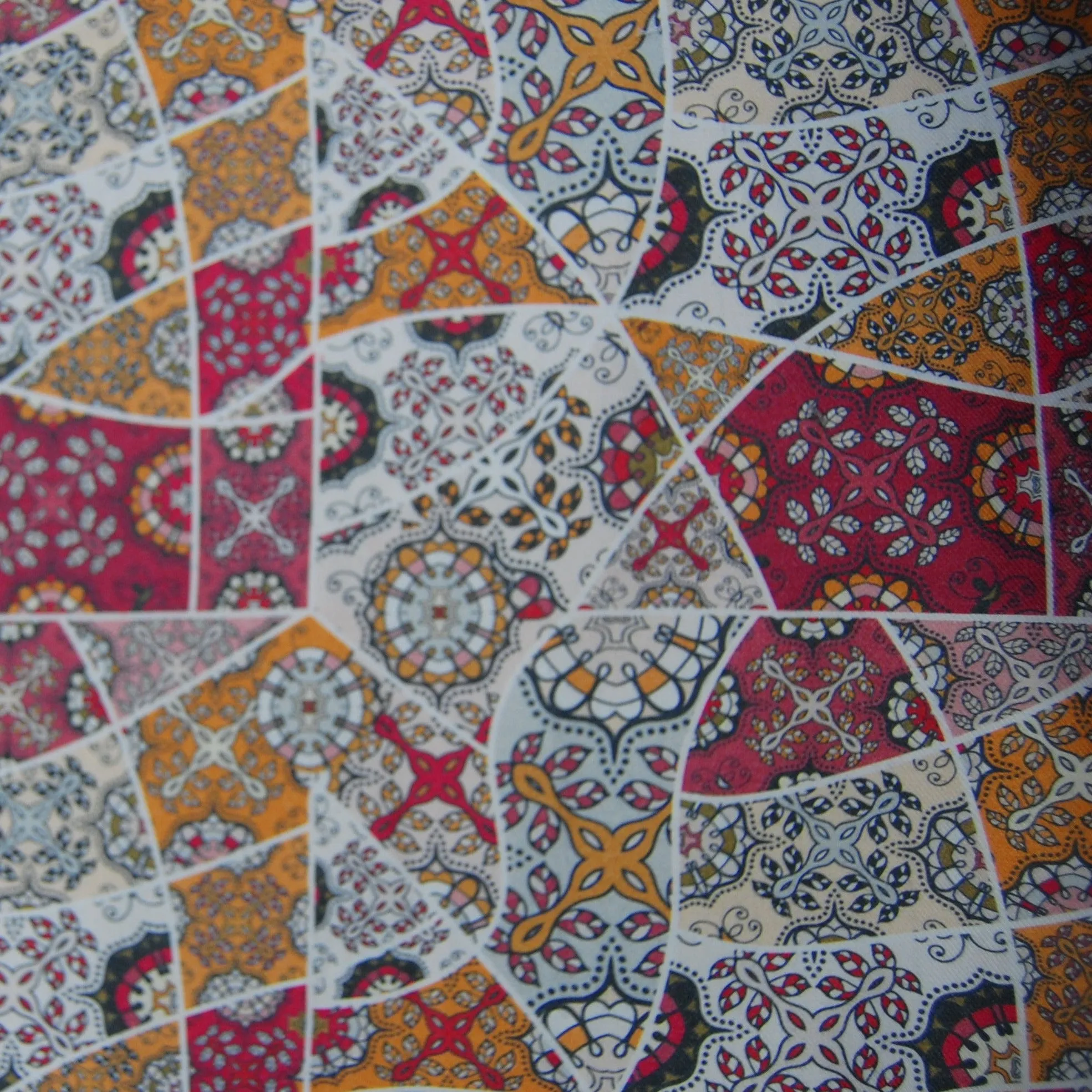 Multicolor Traditional Print spun Fabric