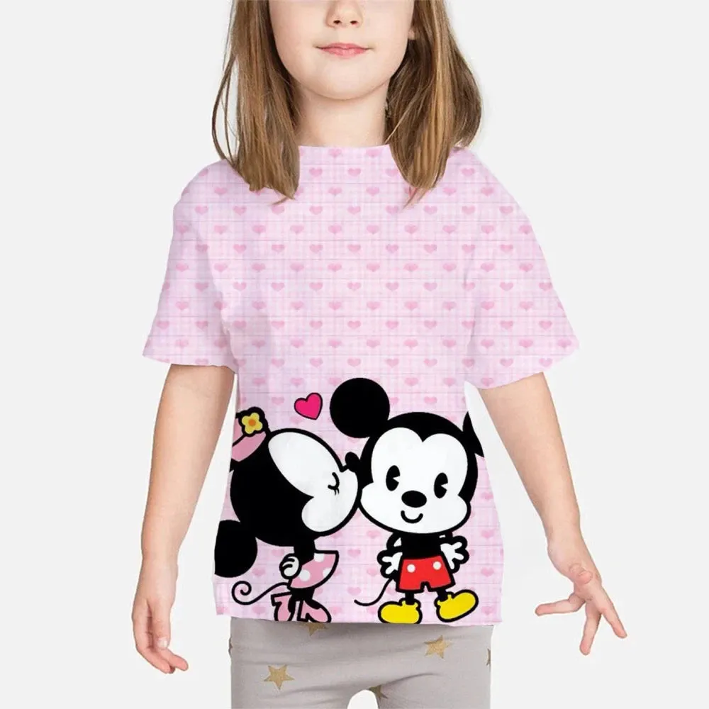 New Summer Kids Cartoon T-Shirt Minnie Mouse Short Sleeve Fashion Breathable Casual Adult Kids Teen Identical 3d Casual T-Shirt