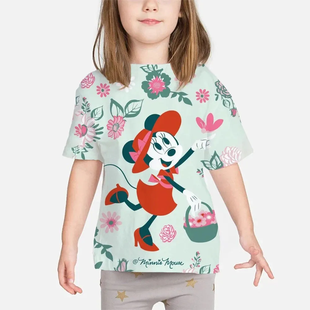 New Summer Kids Cartoon T-Shirt Minnie Mouse Short Sleeve Fashion Breathable Casual Adult Kids Teen Identical 3d Casual T-Shirt