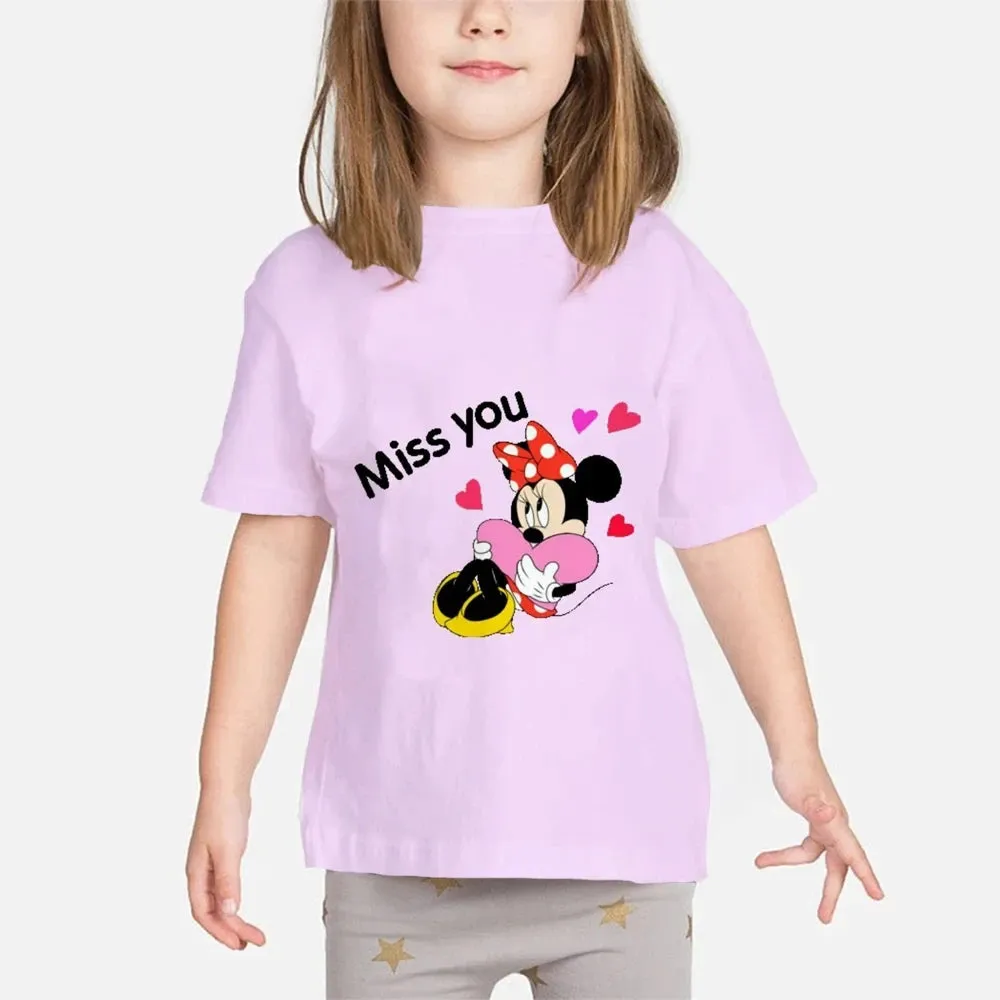 New Summer Kids Cartoon T-Shirt Minnie Mouse Short Sleeve Fashion Breathable Casual Adult Kids Teen Identical 3d Casual T-Shirt