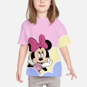 New Summer Kids Cartoon T-Shirt Minnie Mouse Short Sleeve Fashion Breathable Casual Adult Kids Teen Identical 3d Casual T-Shirt