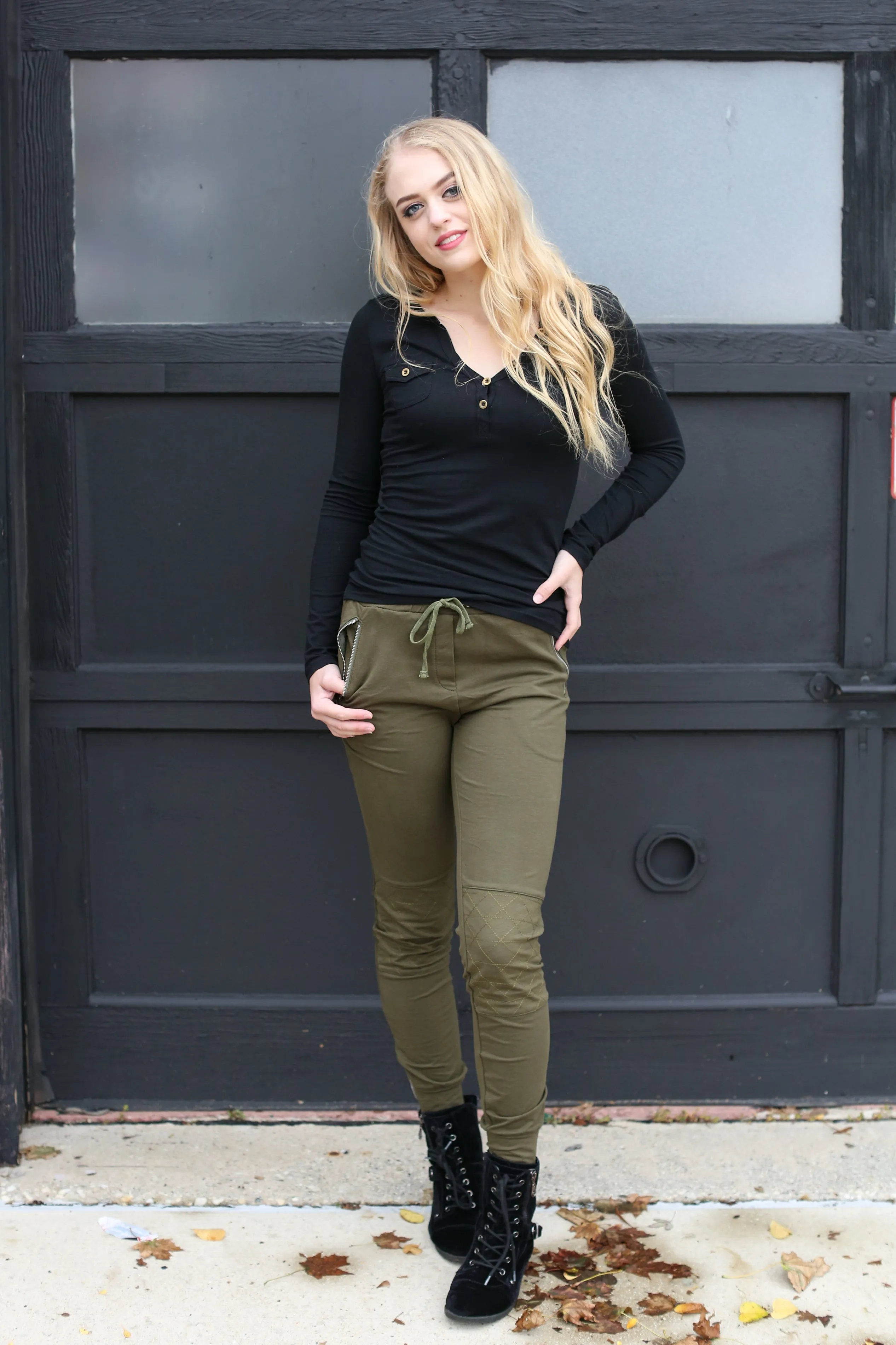 Olive Moto Joggers