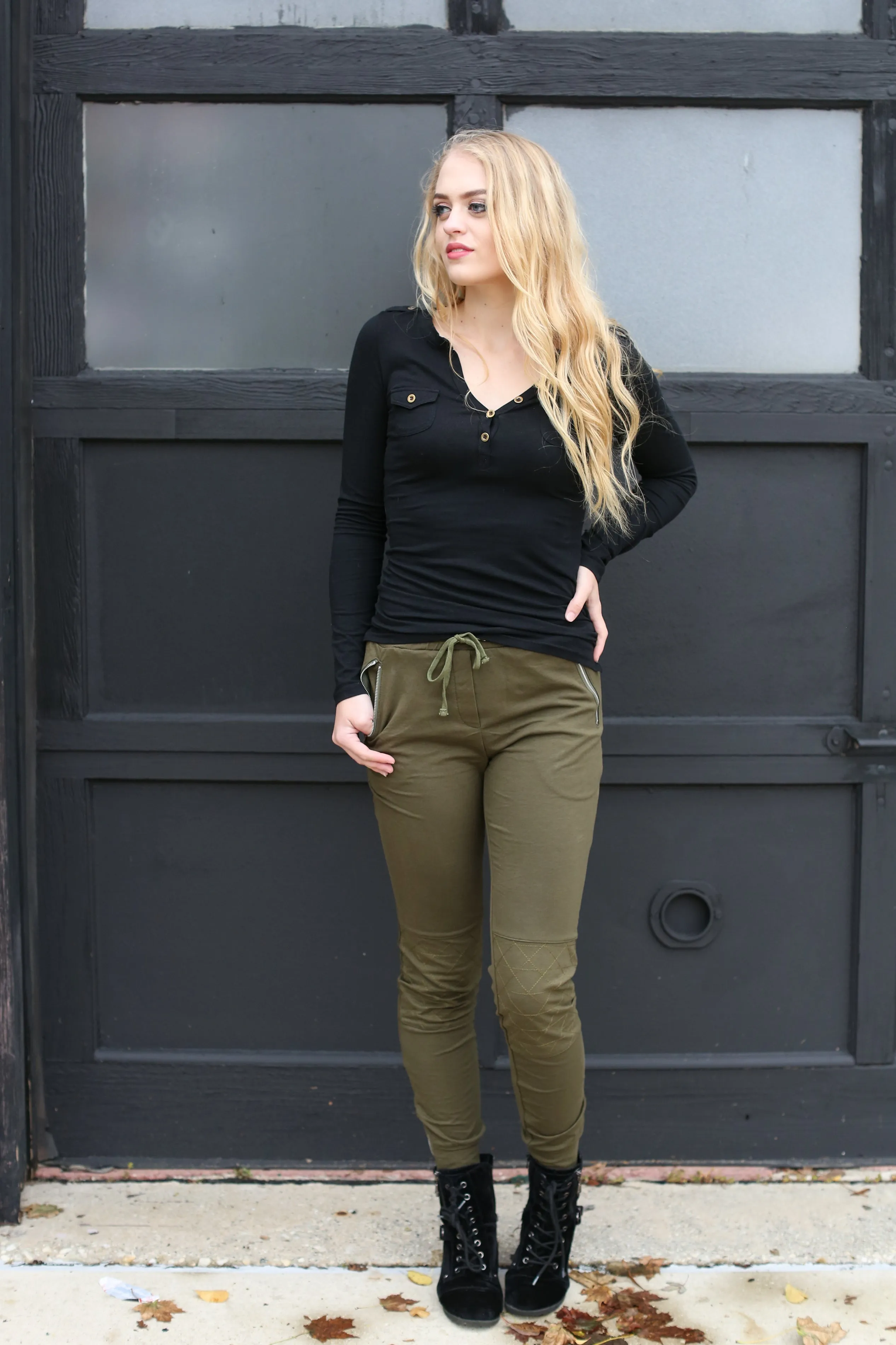 Olive Moto Joggers