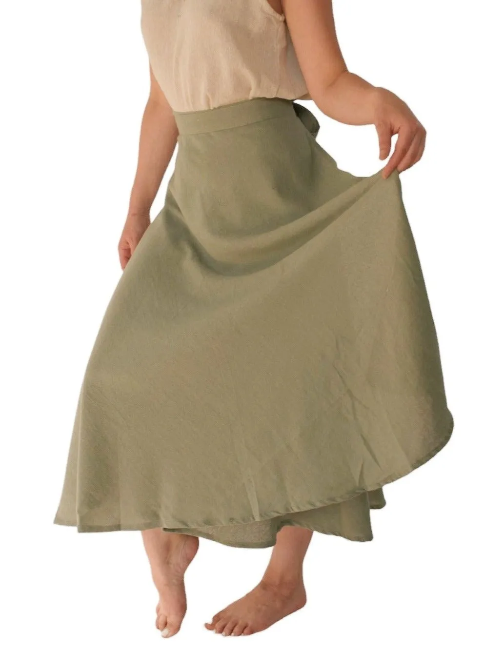 Organic Cotton Sage Green Wrap Skirt