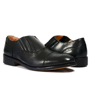 OSCAR Black Wing-Tip Loafers, All Leather by Paul Malone