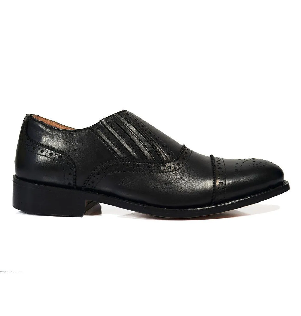 OSCAR Black Wing-Tip Loafers, All Leather by Paul Malone