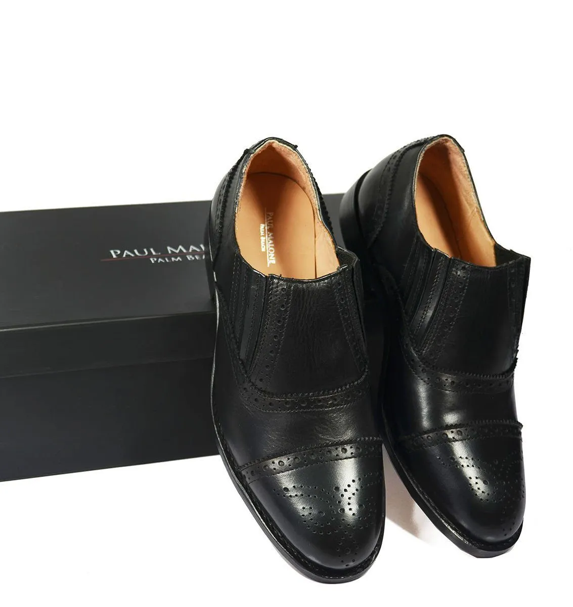 OSCAR Black Wing-Tip Loafers, All Leather by Paul Malone