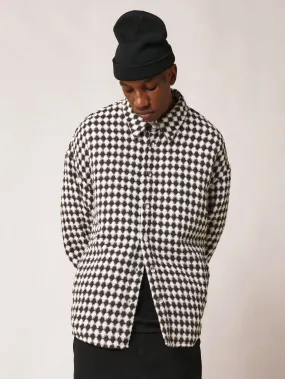 Oversized Fit Waffle Checked Shacket